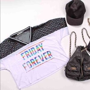 NEW Friday Forever Boxy Mesh Tee